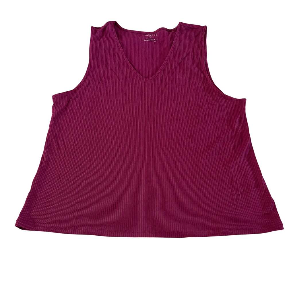 NWT Talbots Purple Ribbed V Neck Tank Top Plus Size 2X Preppy Stretch